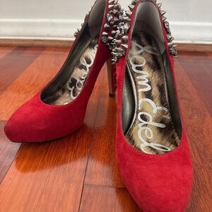 Sam Edelman Red Velvet Heels – 4” | Never Worn